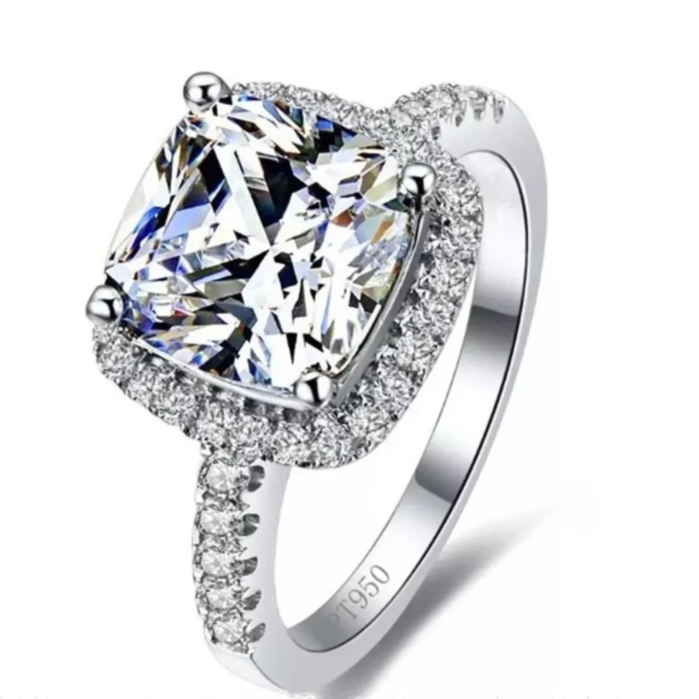 3.25Ct Cushion Cut Halo 925 Silver Ring